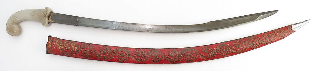 Lot 160: A FINE MUGHAL JADE-HILTED SABER SWORD