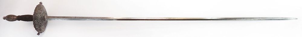 Lot 201: A RARE ENGLISH DISH-HILTED RAPIER SWORD