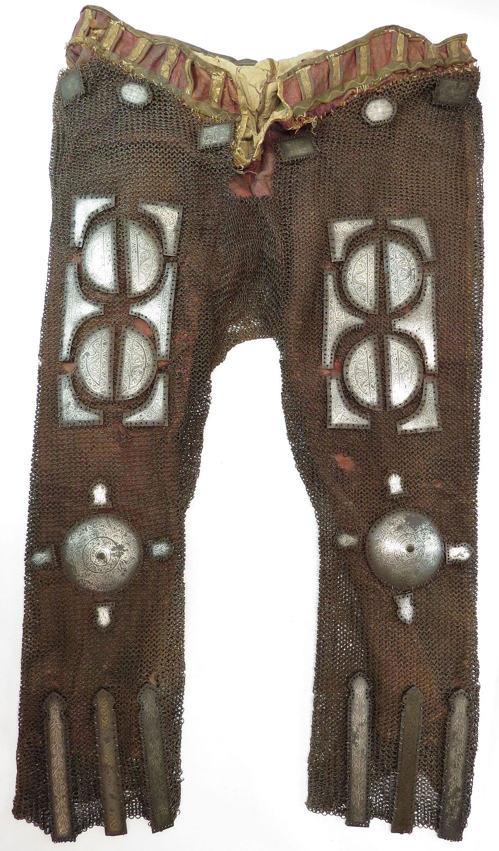 Lot 203: AN EXCEPTIONAL PERSIAN PLATE & MAIL ARMOR ELEMENT