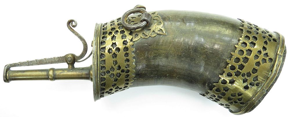 Lot 285: A PERSIAN BARUTDAN POWDER FLASK
