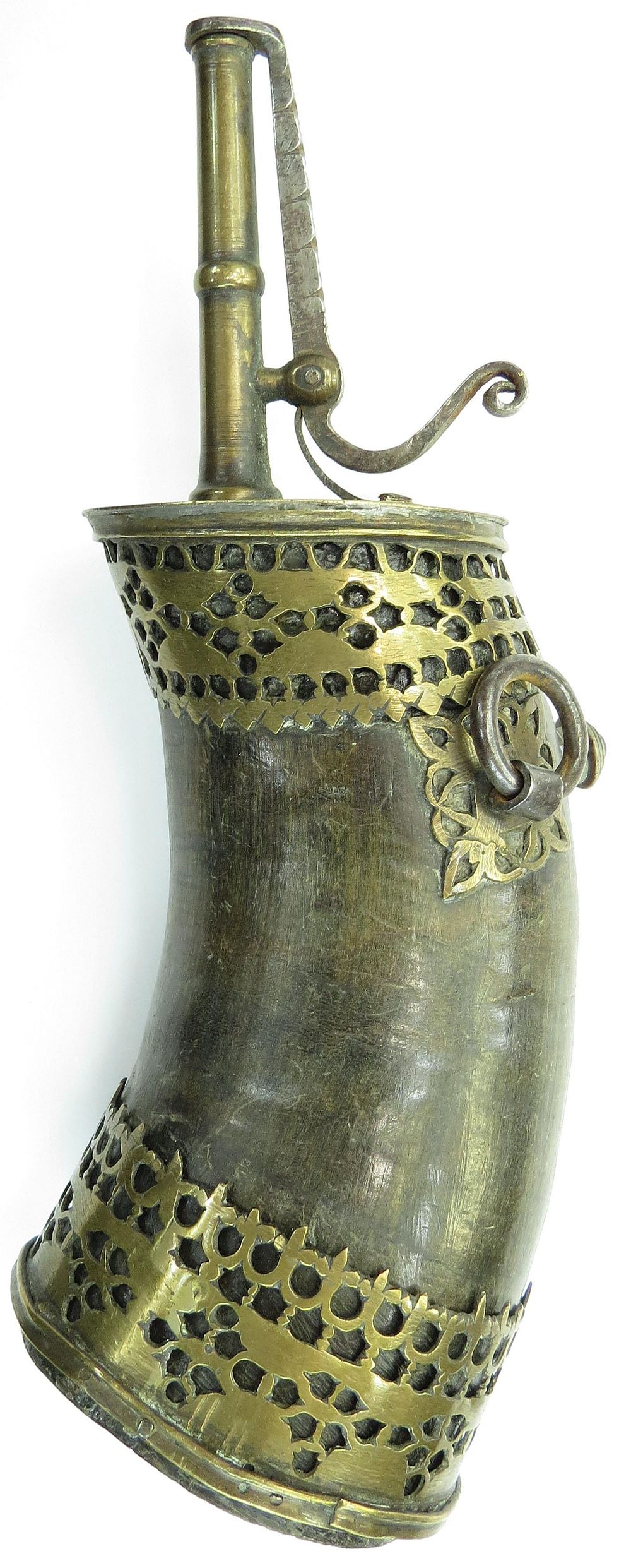 Lot 285: A PERSIAN BARUTDAN POWDER FLASK