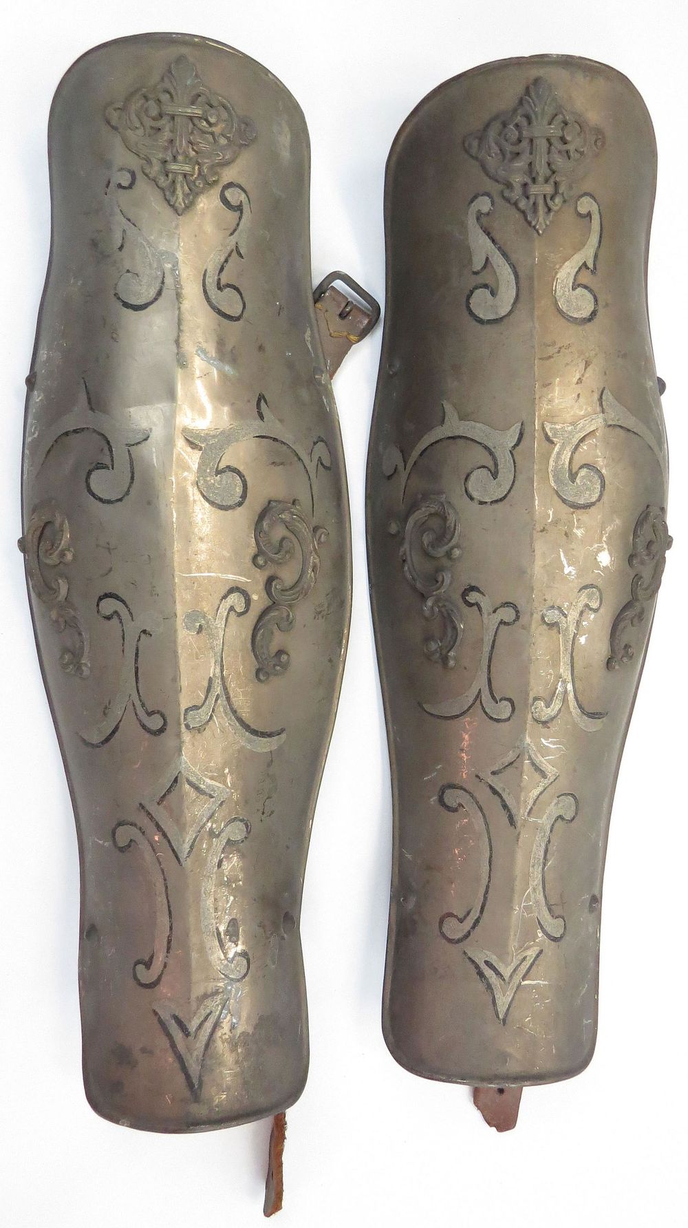 Lot 345: A PAIR OF VICTORIAN-ERA ARMOR GREAVES