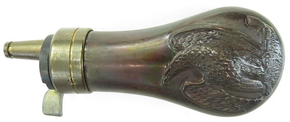 Lot 400: A REPLICA COLT-TYPE POWDER FLASK