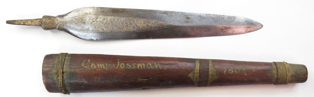 Lot 283: A CAPTURED MORO SPEARHEAD AND SCABBARD
