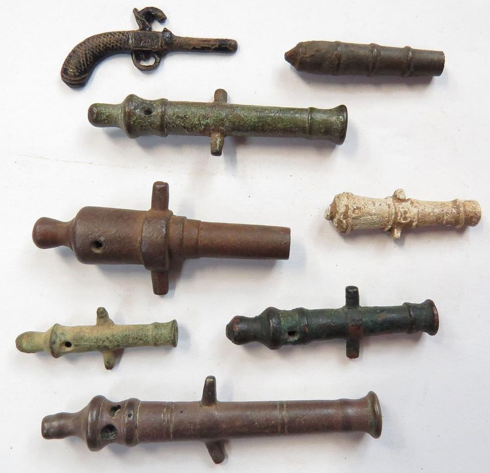 Lot 378: A COLLECTION OF 7 BLACK POWDER TOY CANNON
