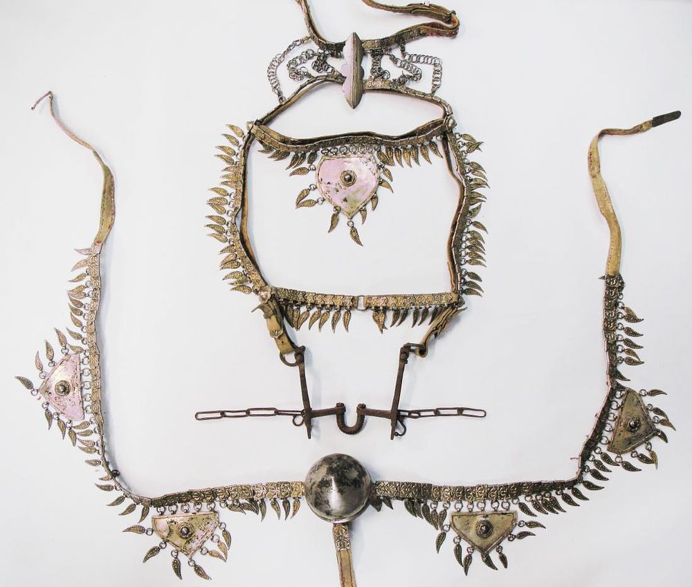 Lot 257: A RARE SET OF CENTRAL ASIAN HORSE TRAPPINGS