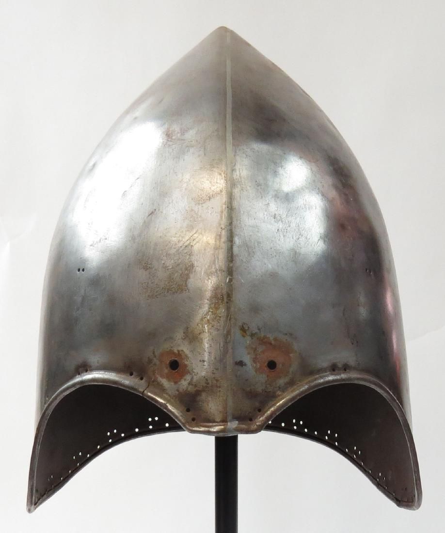 Lot 578: A VICTORIAN-ERA BARBUTE HELMET