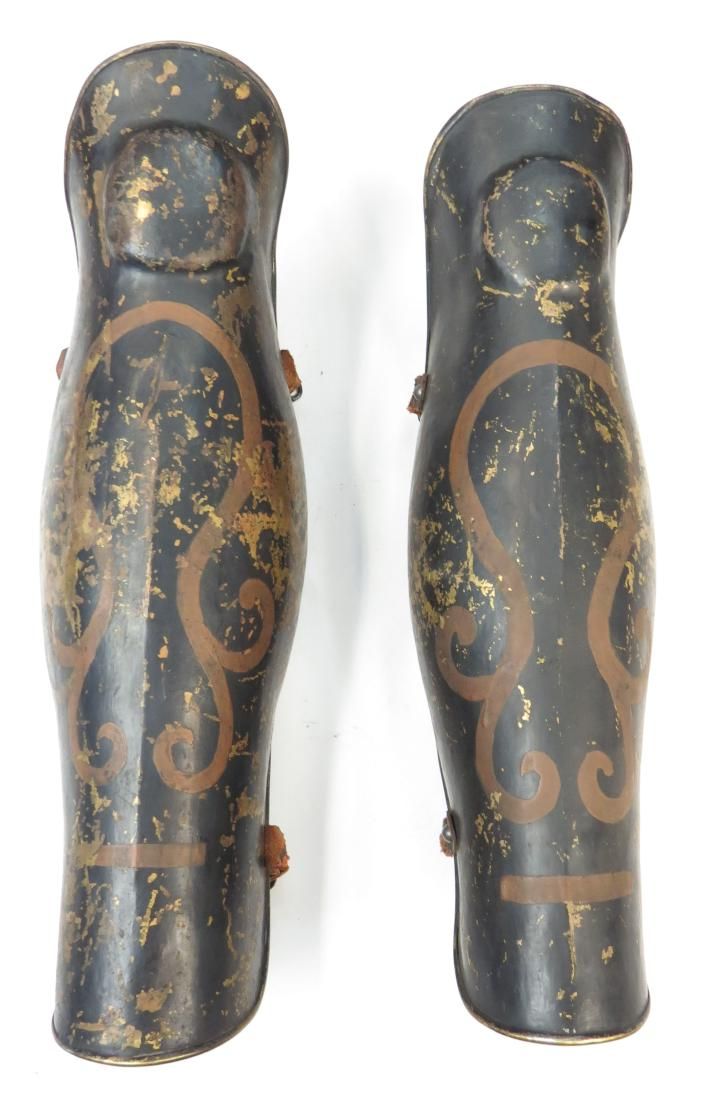 Lot 173: A PAIR OF VICTORIAN-ERA ARMOR GREAVES
