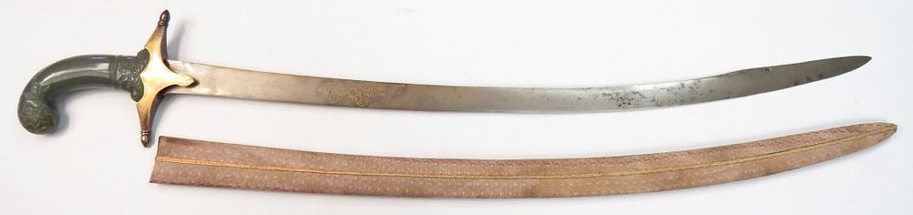 Lot 295: AN INDIAN JADE-HILTED SHAMSHIR SWORD
