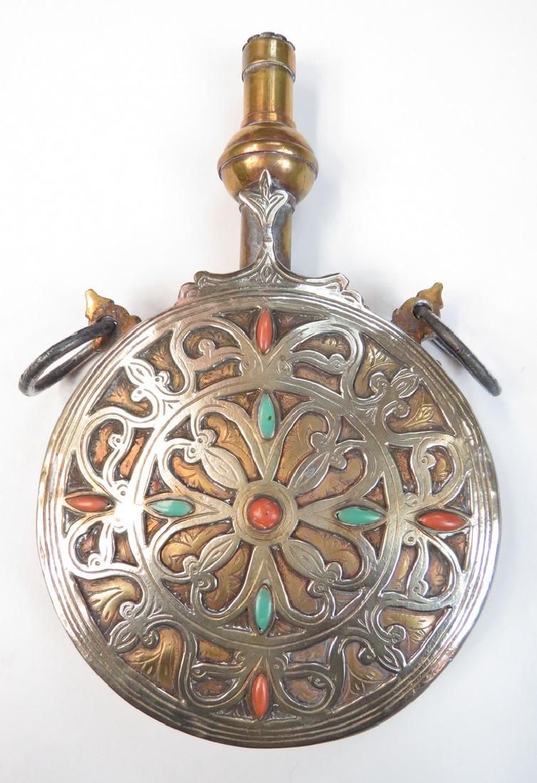 Lot 384: A MOROCCAN POWDER FLASK