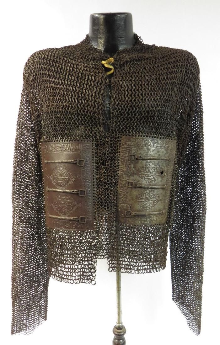 Lot 447: A RARE MUGHAL INDIAN PLATE & MAIL ARMOR COAT