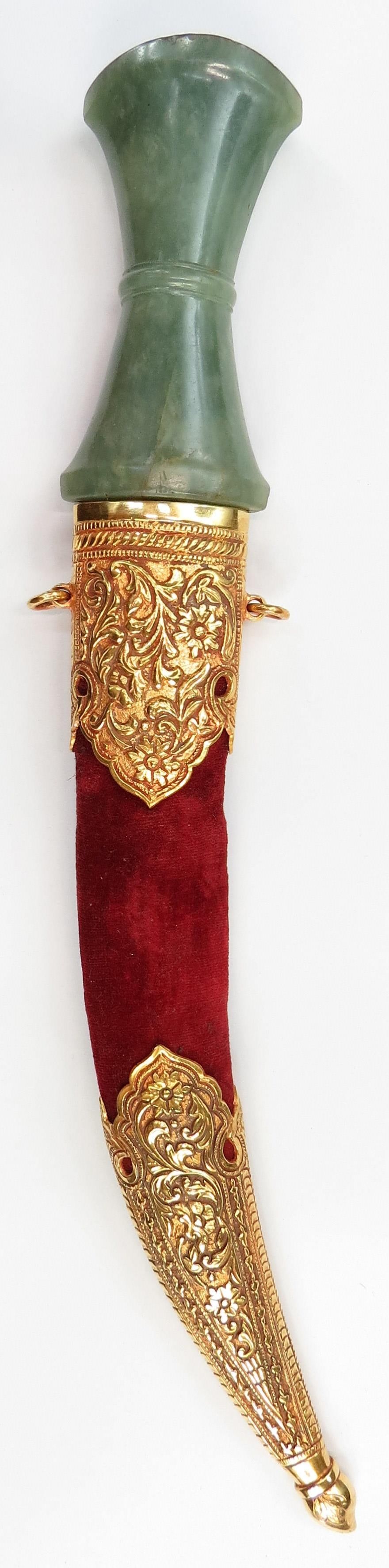 Lot 248: AN INDIAN JADE-HILTED KARD DAGGER