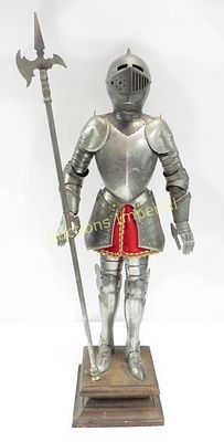 A MINIATURE SUIT OF ARMOR. In the Spanish style, handwrought, each well-detailed steel plate 