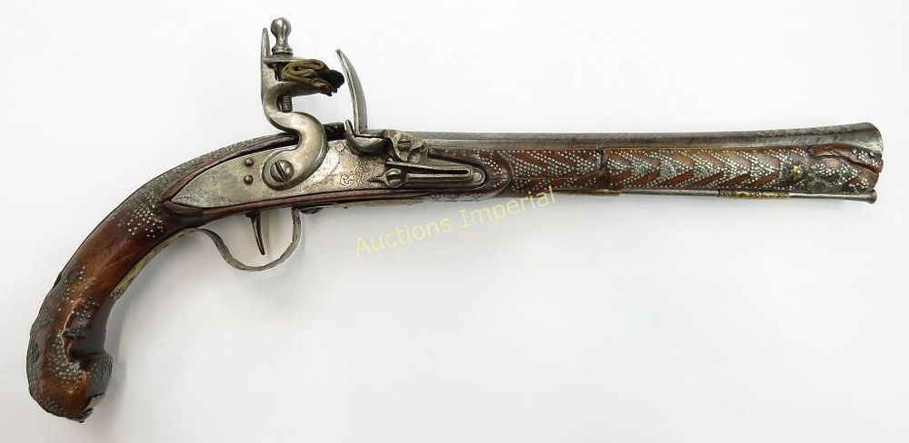 Lot 307: A RARE SOUTH INDIAN FLINTLOCK BLUNDERBUSS PISTOL