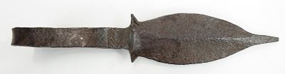 A RARE AFRICAN DAGGER. Fang People, Guinea. Wrought in one piece with integral grip and guard 