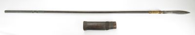 A RARE DAYAK SUMPITAN SPEAR AND DART CONTAINER. A rare example, the characteristic ironwood haft 