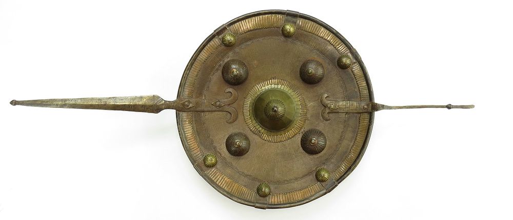 Lot 198: A RARE INDIAN PARRYING SHIELD