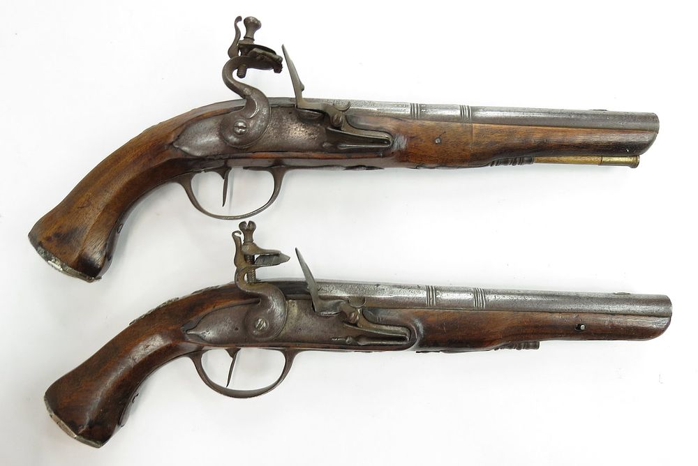 Lot 242: A RARE PAIR OF SCANDINAVIAN FLINTLOCK PISTOLS
