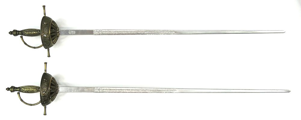 Lot 12: A CONTEMPORARY PAIR OF RAPIER SWORDS
