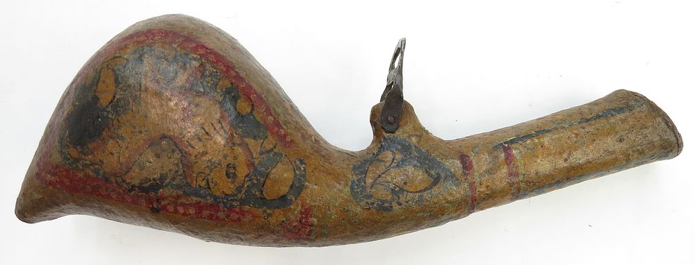 Lot 126: A PERSIAN BARUTDAN POWDERHORN