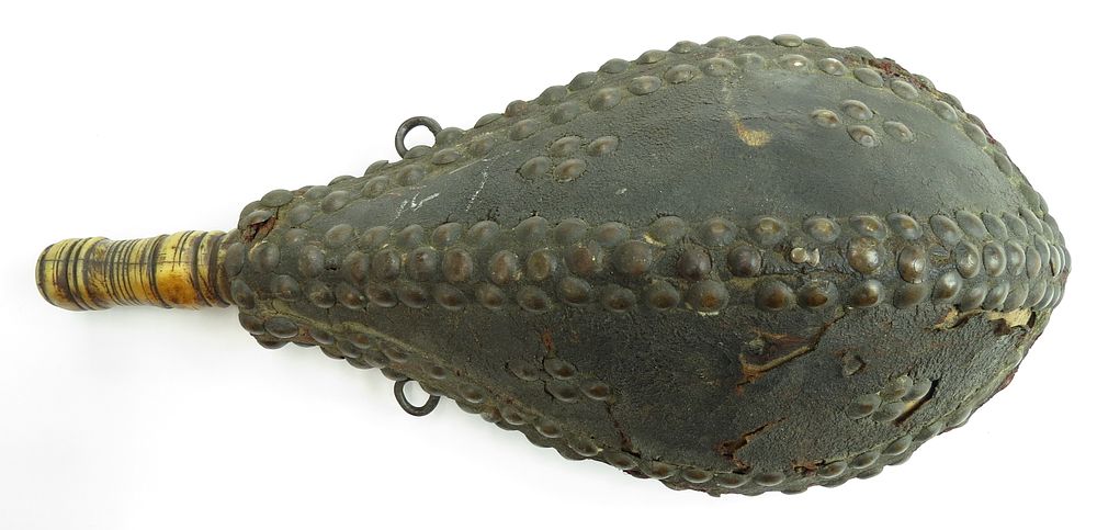 Lot 130: A RARE MOROCCAN POWDER FLASK