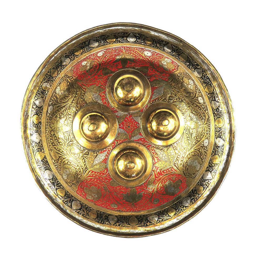 Lot 146: AN INDIAN BRASS BUCKLER SHIELD
