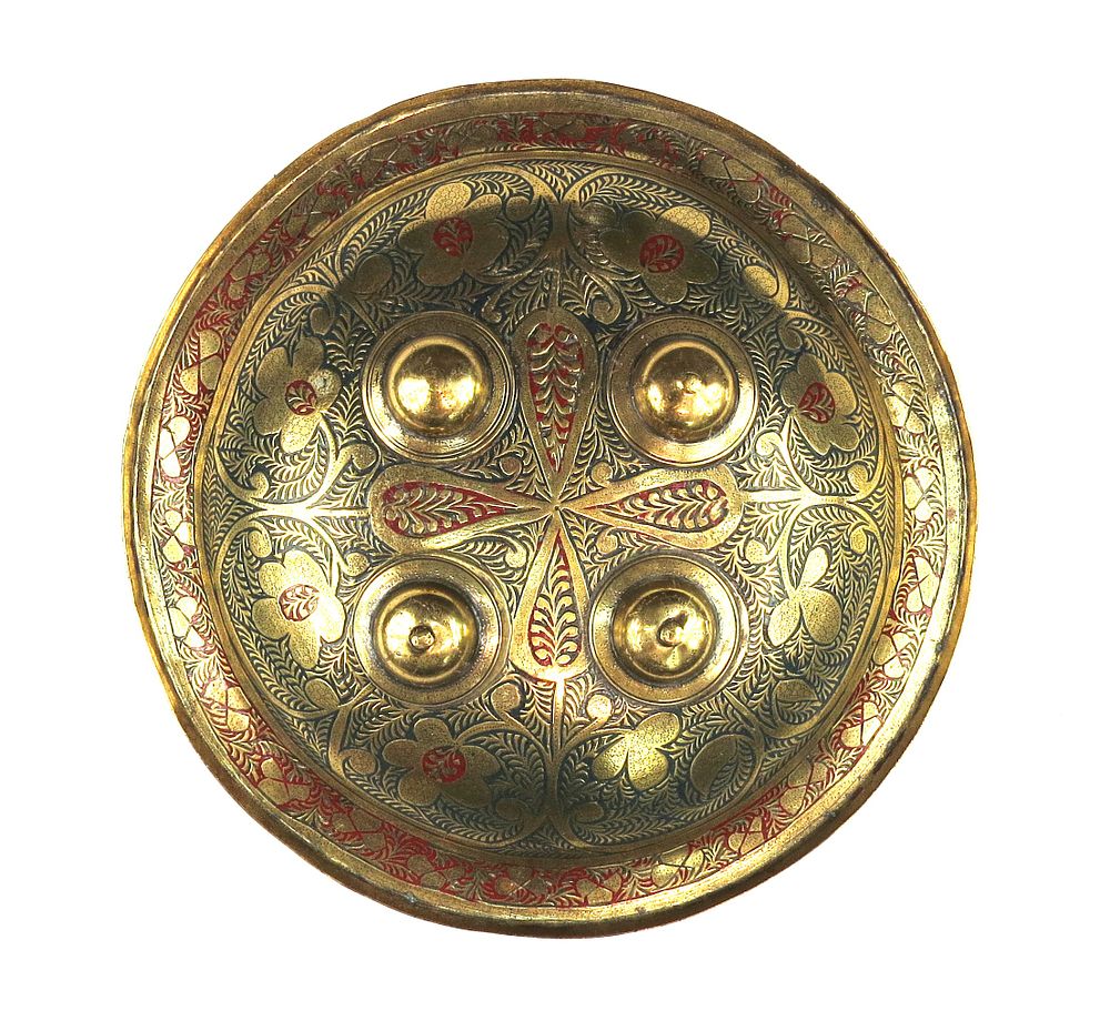 Lot 151: AN INDIAN BRASS BUCKLER SHIELD
