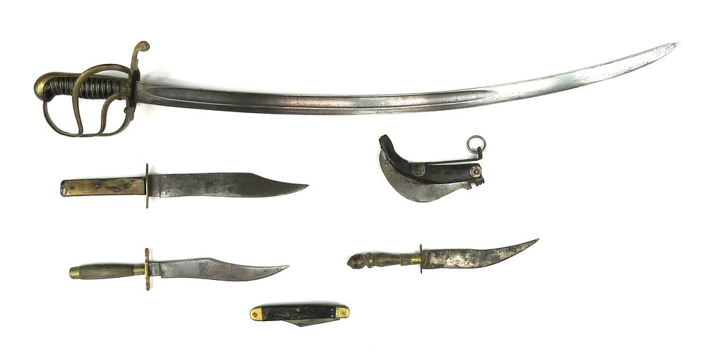 Lot 312: A RARE MEXICAN ARTILLERY OFFICERS SWORD AND FIVE (5) DAGGERS