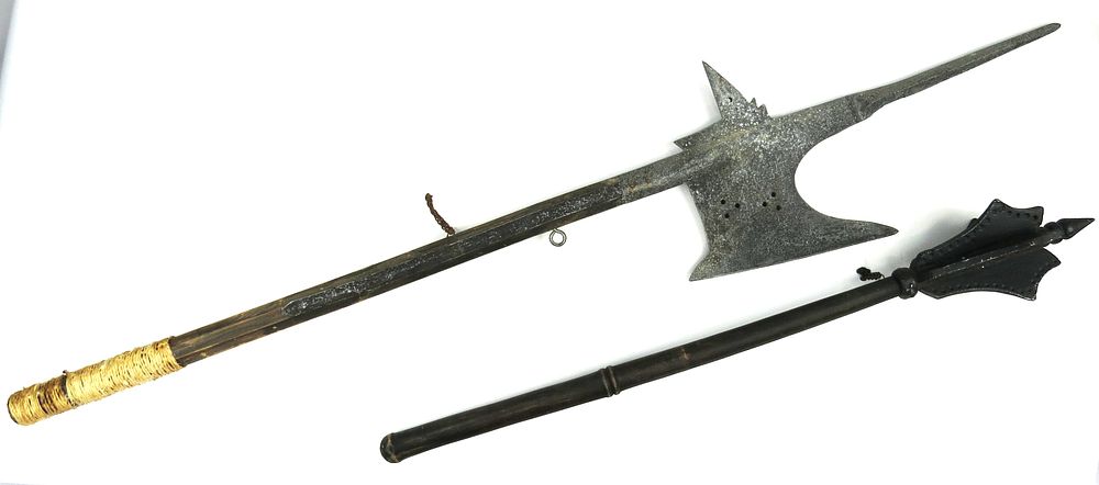 Lot 324: A REPLICA HALBERD AND MACE