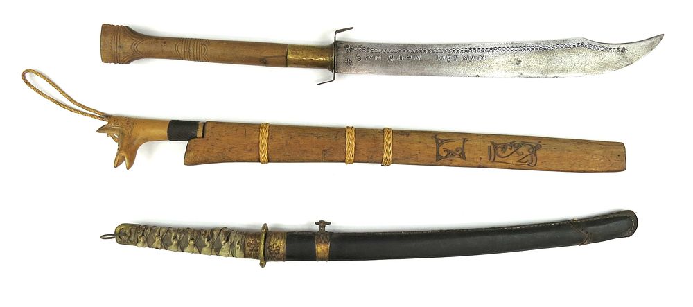Lot 327: THREE SOUTHEAST ASIAN SWORDS