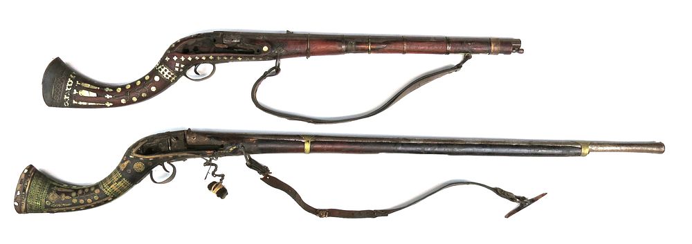 Lot 328: TWO AFGHAN JEZAIL MUSKETS
