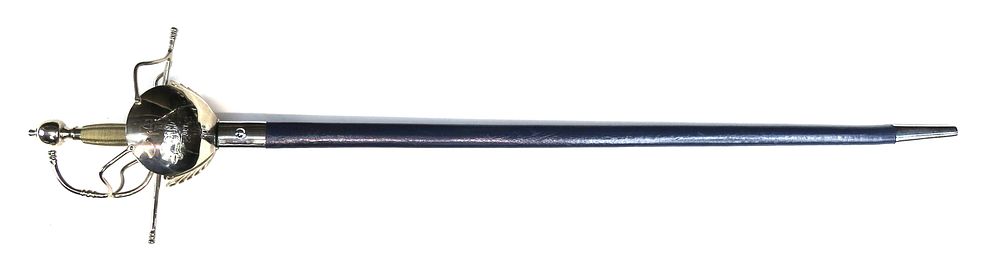 Lot 334: A REPLICA MUSKETEER RAPIER SWORD