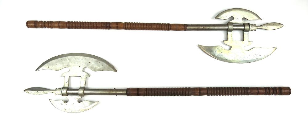 Lot 339: A MATCHED PAIR OF REPLICA BATTLEAXES