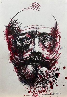 Михайлов Вячеслав Саввич (род. 1945), "Николай II" 2017г. Бумага, чернила, перо. Размер 40 х 27 