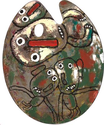 Ланг Олег Владимирович (1950-2013) Братья. 2005 г. . Фанера, палитра, акрил. Размер 49 х 39,5 