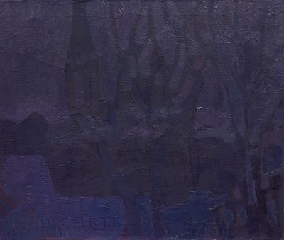 Неганов Андрей. Церковь. Ночь. 2003 г. . Холст, масло. Размер 50 х 60 см. 
Работа в хорошем 