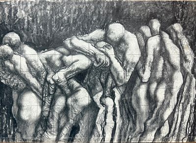 Михайлов Вячеслав Саввич (род. 1945) &laquo;Большое объятие&raquo;, 1991г. Бумага, карандаш. Размер 35,5 х 