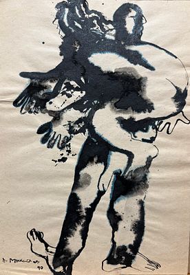 Михайлов Вячеслав Саввич (род. 1945), "Две фигуры", 1990г. Номер 25 из серии Л.И. Бумага 