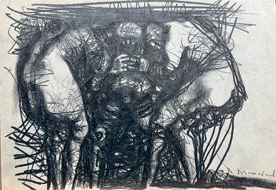 Михайлов Вячеслав Саввич (род. 1945), "Три фигуры", 1986г. N98. Бумага, карандаш. Размер 20,9 х 