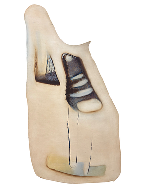 Потапов Юрий (1965), "Энергетическая композиция", 1987г. Оргалит, смешанная техника. 
Размер по 