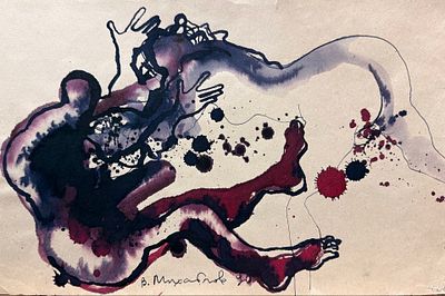 Михайлов Вячеслав Саввич (род. 1945) "Две фигуры", 1990г. Бумага, тушь, смешанная техника. 