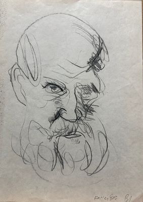 Лукка Валерий (род.1945), "Автопортрет", 1980г. Бумага, графитный карандаш. Размер 30 х 20 см. 