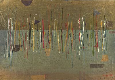Богомолов Глеб (1933-2016) "Абстрактная композиция", 1998. Холст, смешанная техника. Размер 40 х 