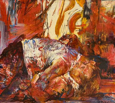 Базилев Сергей Николаевич, "Теплая картина (Дерущиеся художники)", 2012г. Холст, масло. Размер 