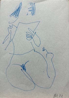 Лукка Валерий, 3 рисунка, 3 женщины. Рисунок 1. Бумага, шариковая ручка. Размер 30 х 21 см. 