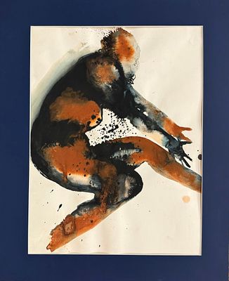 Михайлов Вячеслав, "Даная", 1985г. Бумага, гуашь, тушь, кисть, цветные чернила. Размер 40,7 х 