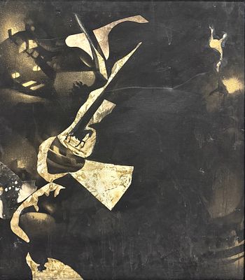 Мурванидзе Теймураз Давидович, "Ночной Петербург", 1990–е гг. . Холст, масло, аппликация. Размер 