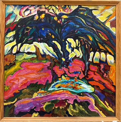 Хабаров Лев Леонидович, "Лужица", 2002г.. Оргалит, масло. Размер 61 х 61 см. 
Сохранность: 