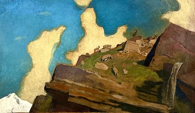 Курзенков Л.И. 1960-е годы. . Курзенков Л.И. 1960-е годы. Картон, масло. Размер 40х70 см. 