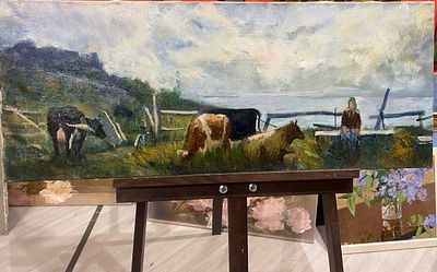 Соловьев М.П.
Коровы. холст, масло. Коровы. холст, масло 
Размеры: 80x32 см 
Соловьёв Михаил 